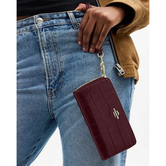 NWT Coach Long Zip Around Wallet CT083 Wine Crocodile Embossed Leather - Picture 10 of 10